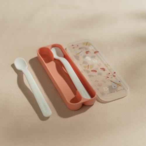 2 colheres longas flowers & butterflies + caixa