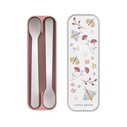 2 colheres longas flowers & butterflies + caixa