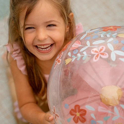 Bola de praia 3D pink flowers 35 cm