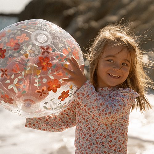 Bola de praia 3D pink flowers 35 cm