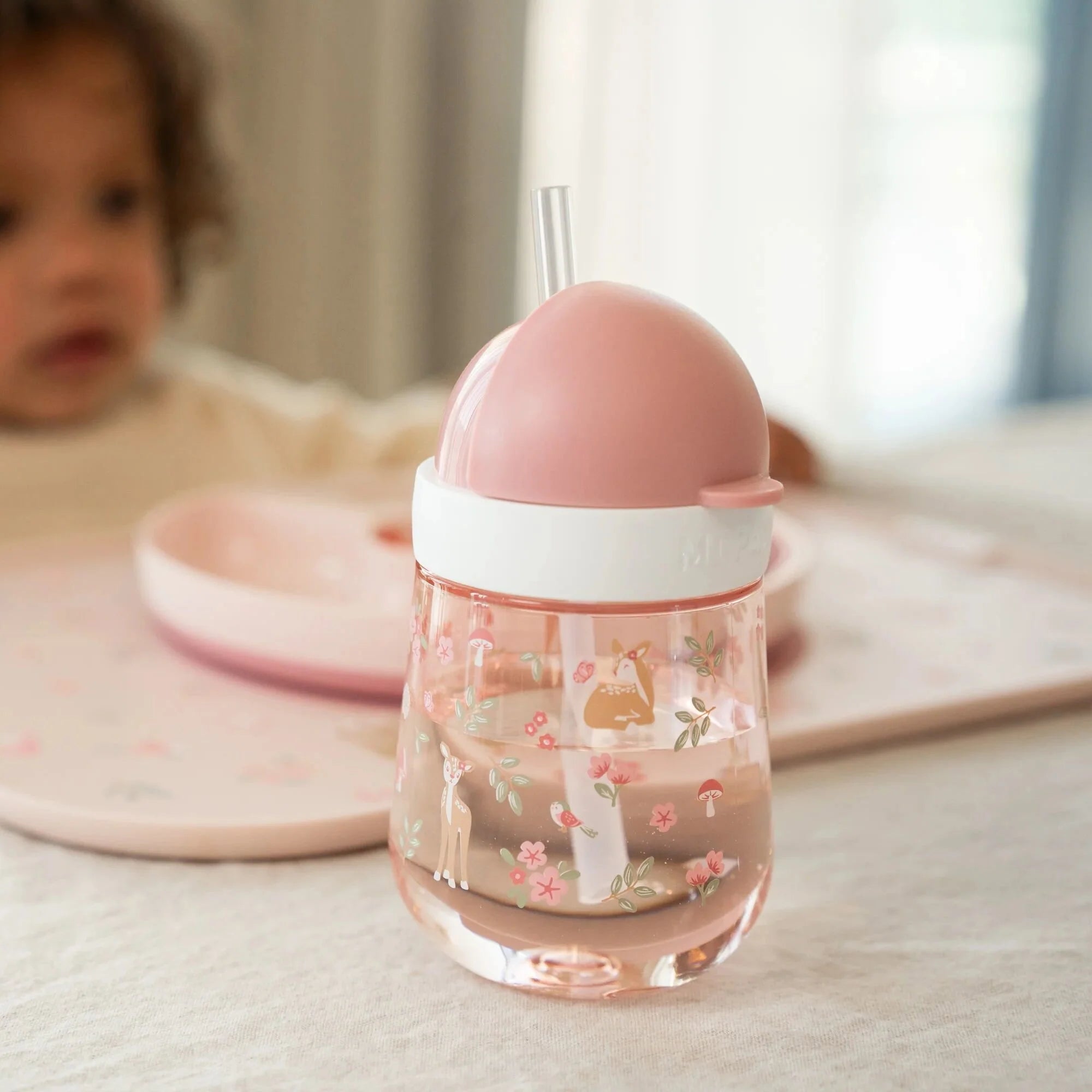 Copo com palhinha 300 ml Fairy Garden
