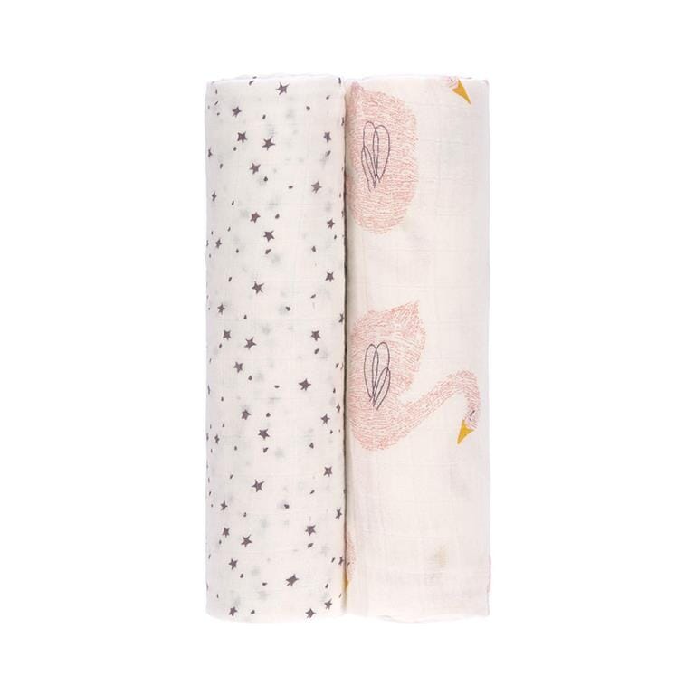 2 musselinas bambu water swan 120 cm Muslin Lassig