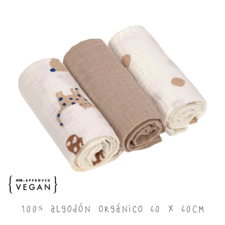 3 musselinas royal blue 60 x 60 cm Muslin Meyco