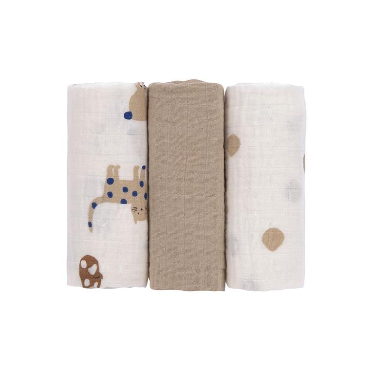 3 musselinas royal blue 60 x 60 cm Muslin Meyco