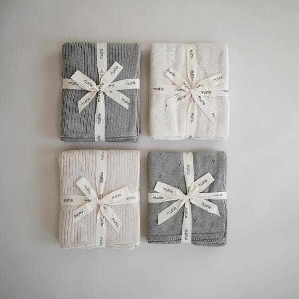 Manta de bebé pointelle grey melange muslin mushie