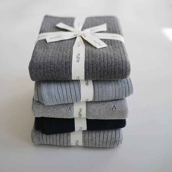 Manta de bebé pointelle grey melange muslin mushie
