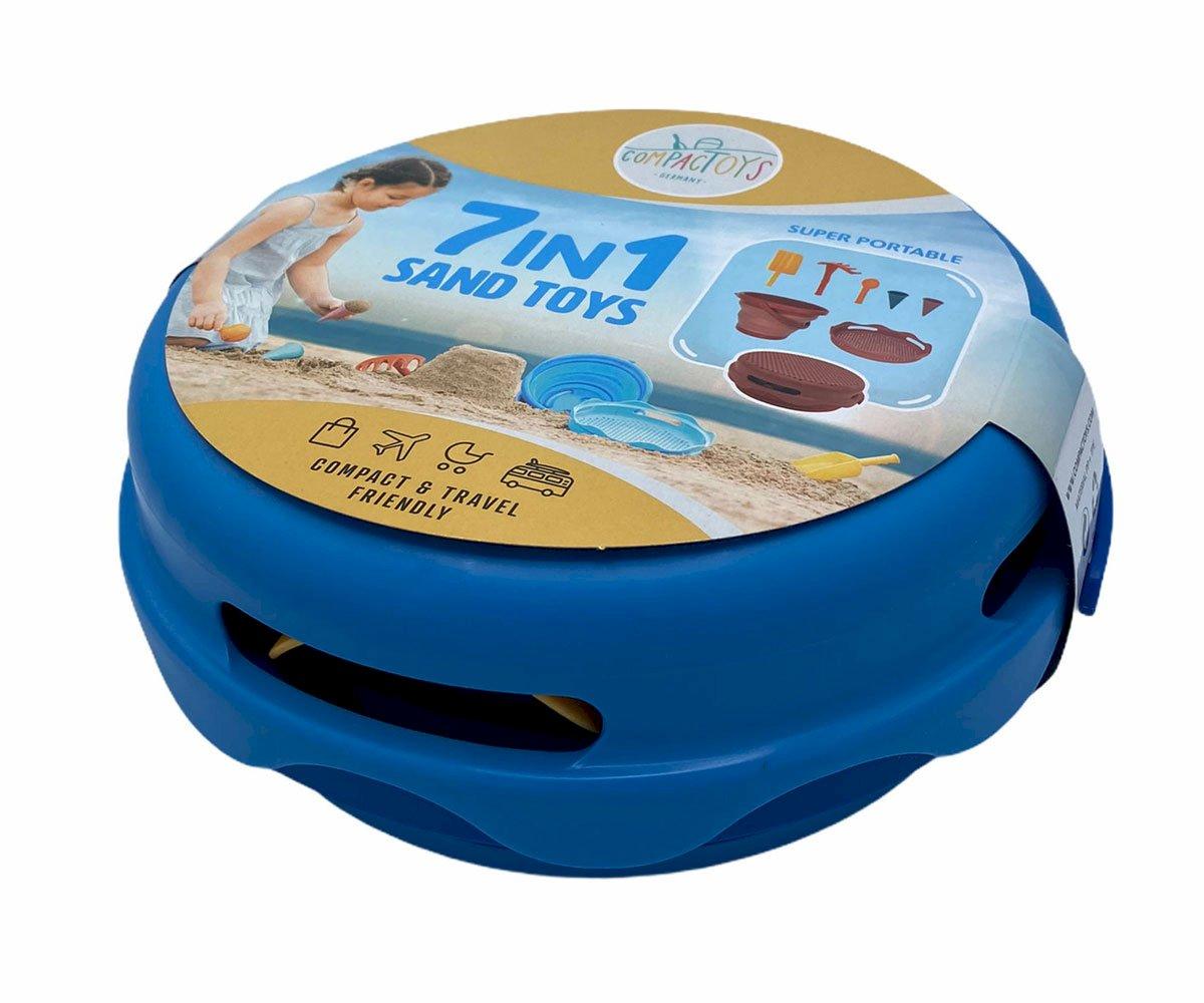 Conjunto COMPACTO brinquedos praia 7 em 1 azul