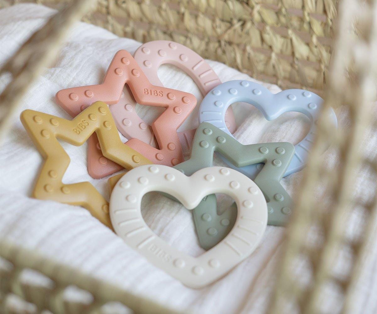 Mordedor baby bitie coração ivory BIBS toys BIBS