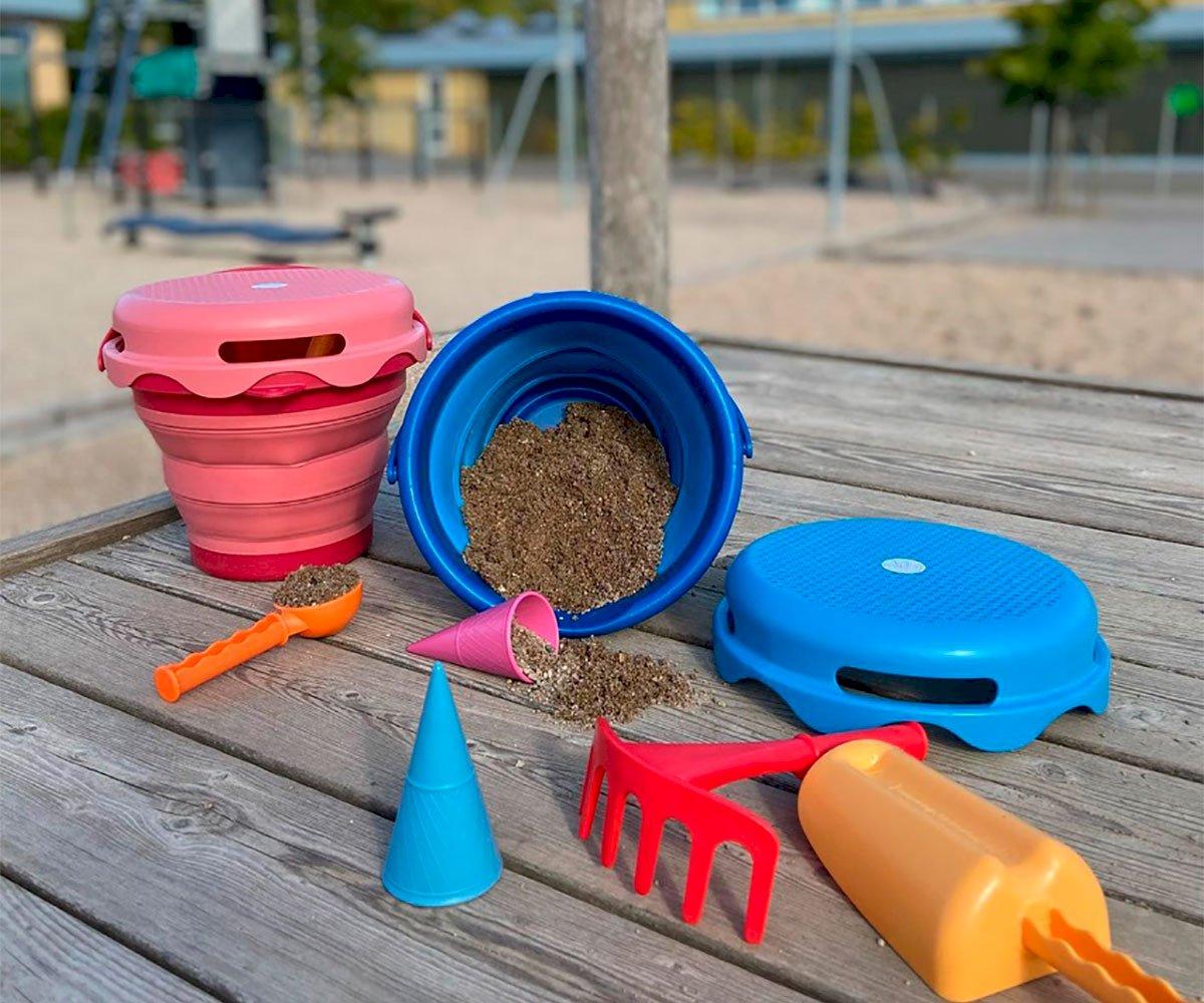 Conjunto COMPACTO brinquedos praia 7 em 1 azul