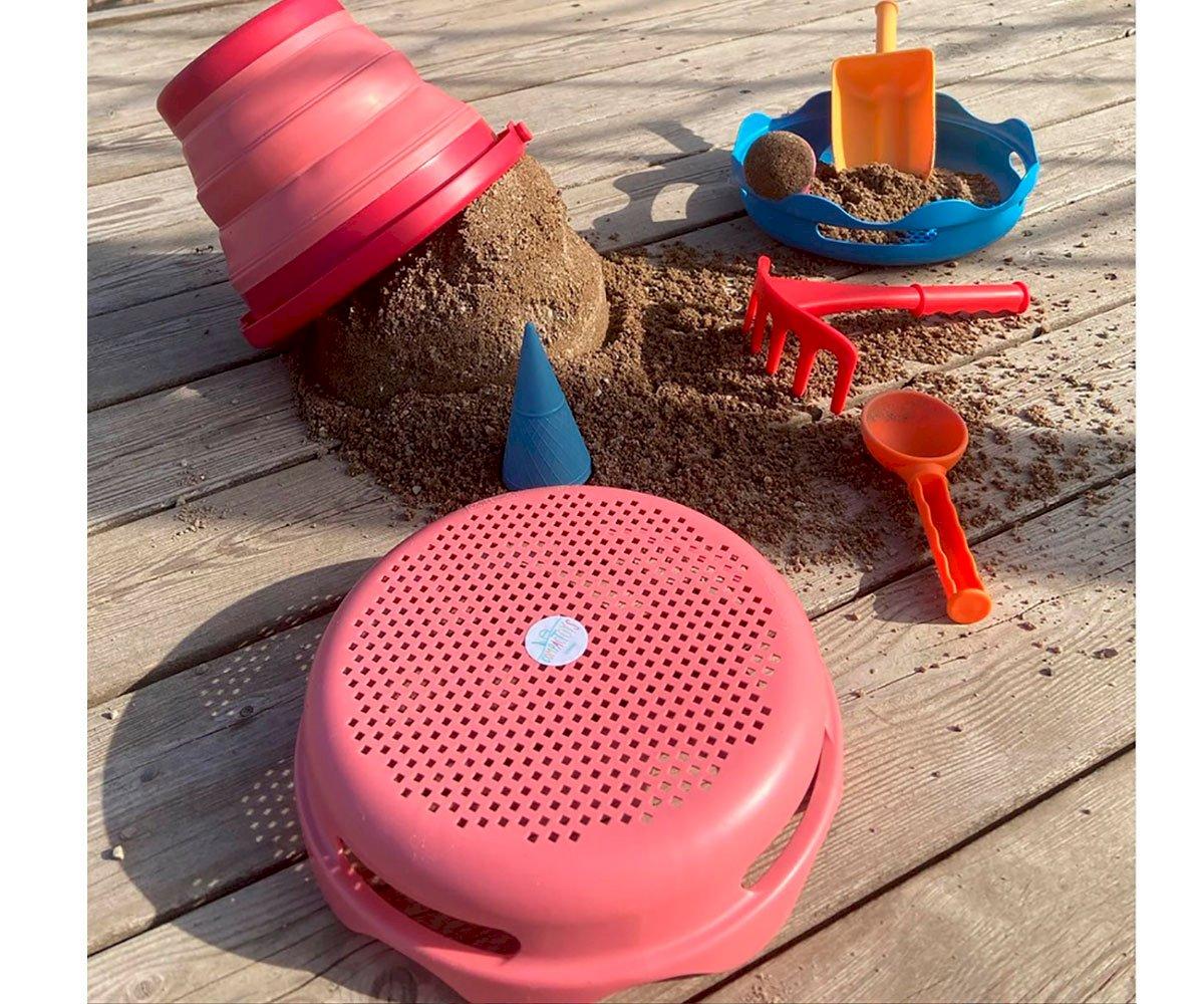 Conjunto COMPACTO brinquedos praia 7 em 1 azul