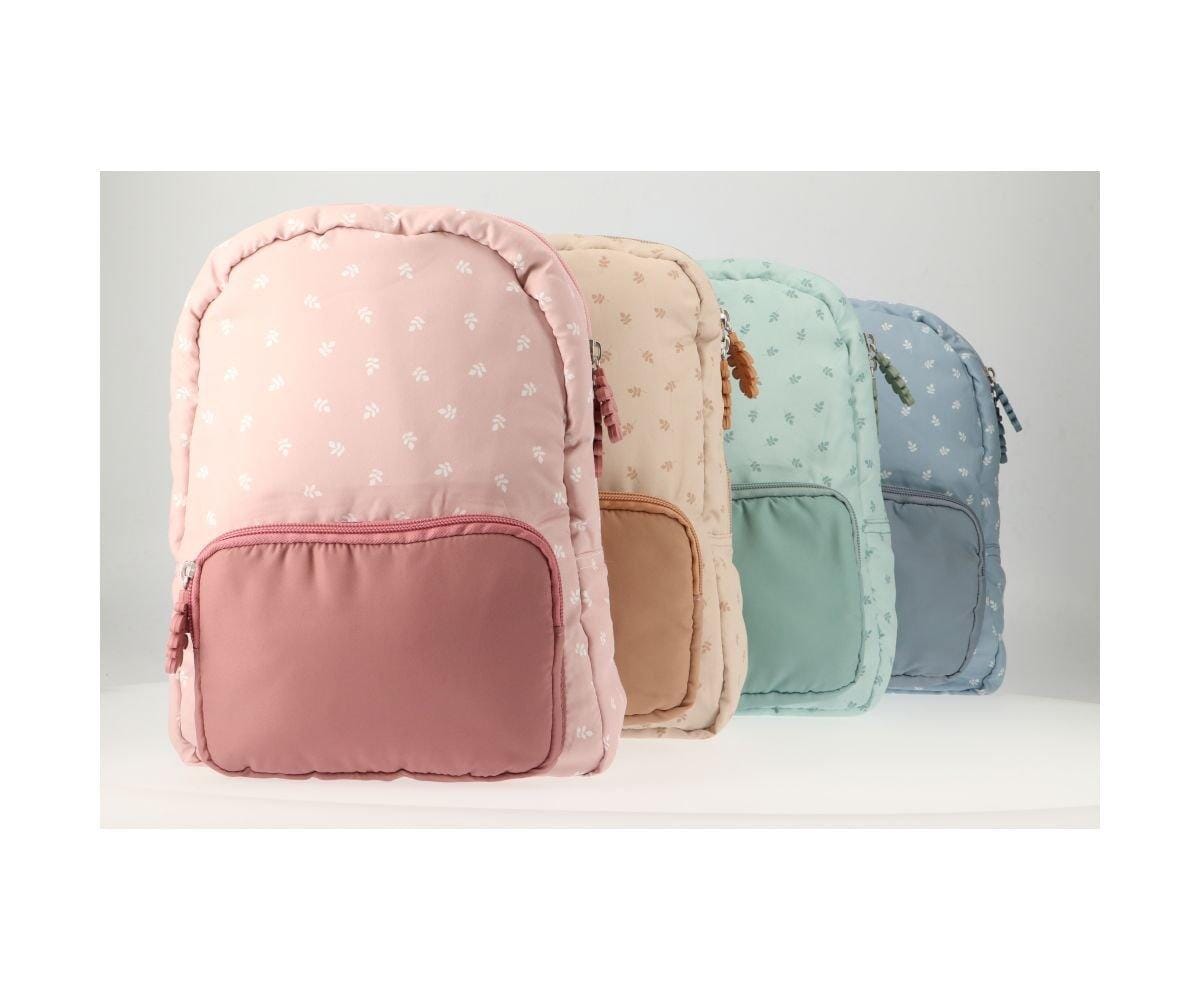 Mochila infantil acolchoada leaves sage Backpack tutete