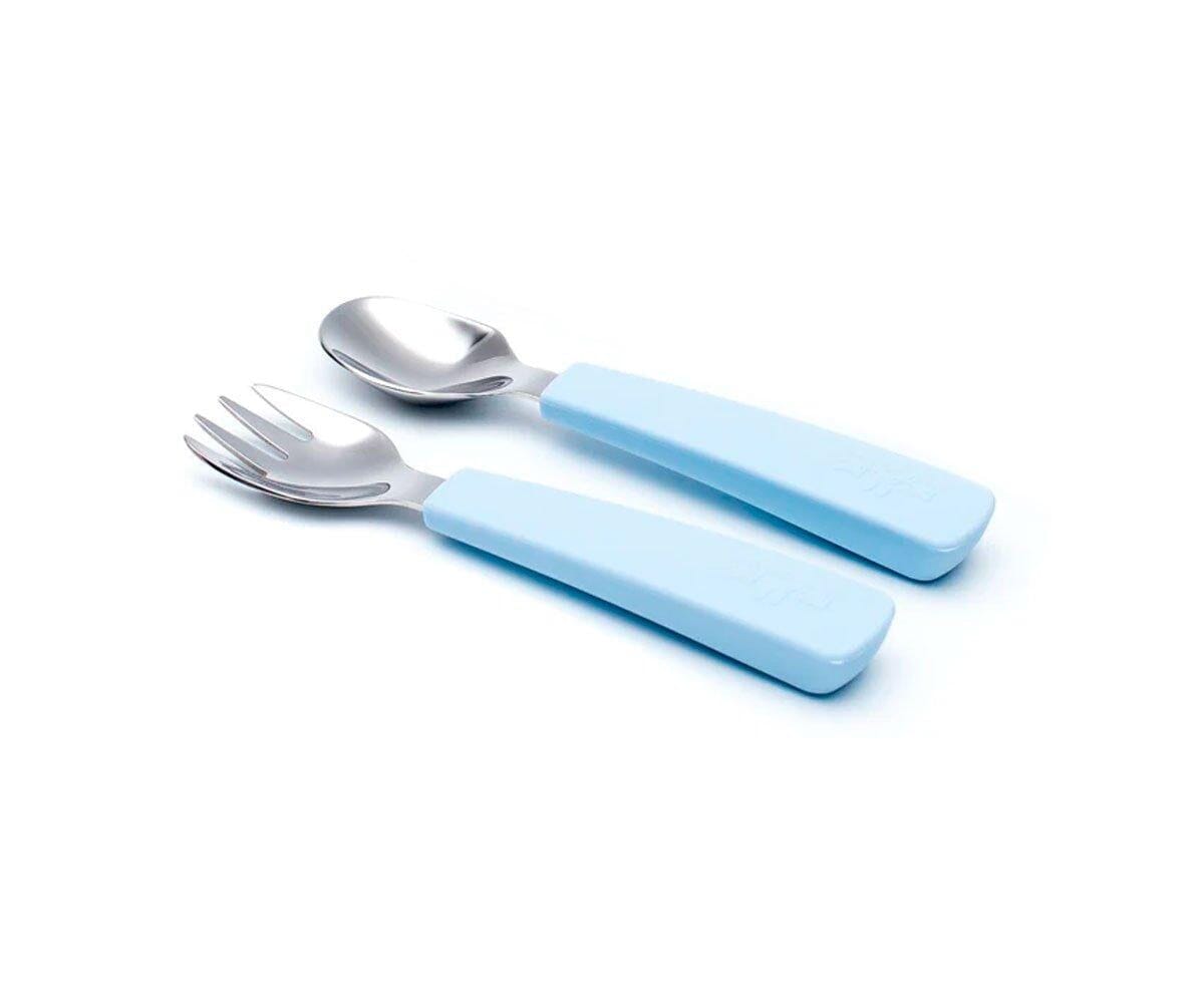 Garfo e colher Feedie powder blue meal we might be tiny
