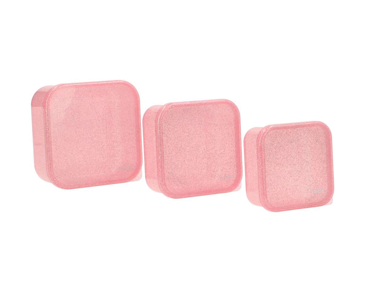 3 lancheiras rosa glitter