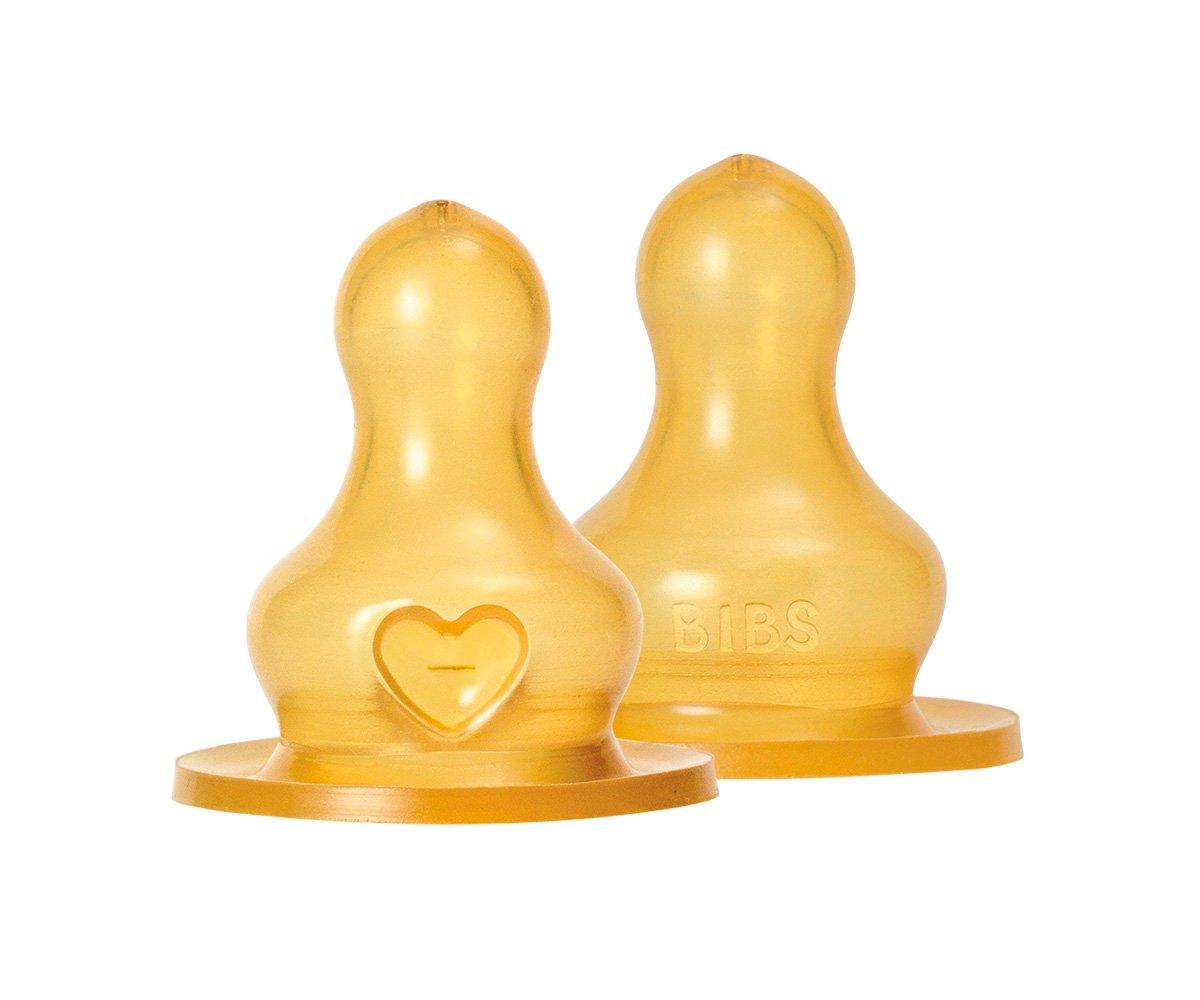 2 tetinas látex biberão BIBS fluxo lento