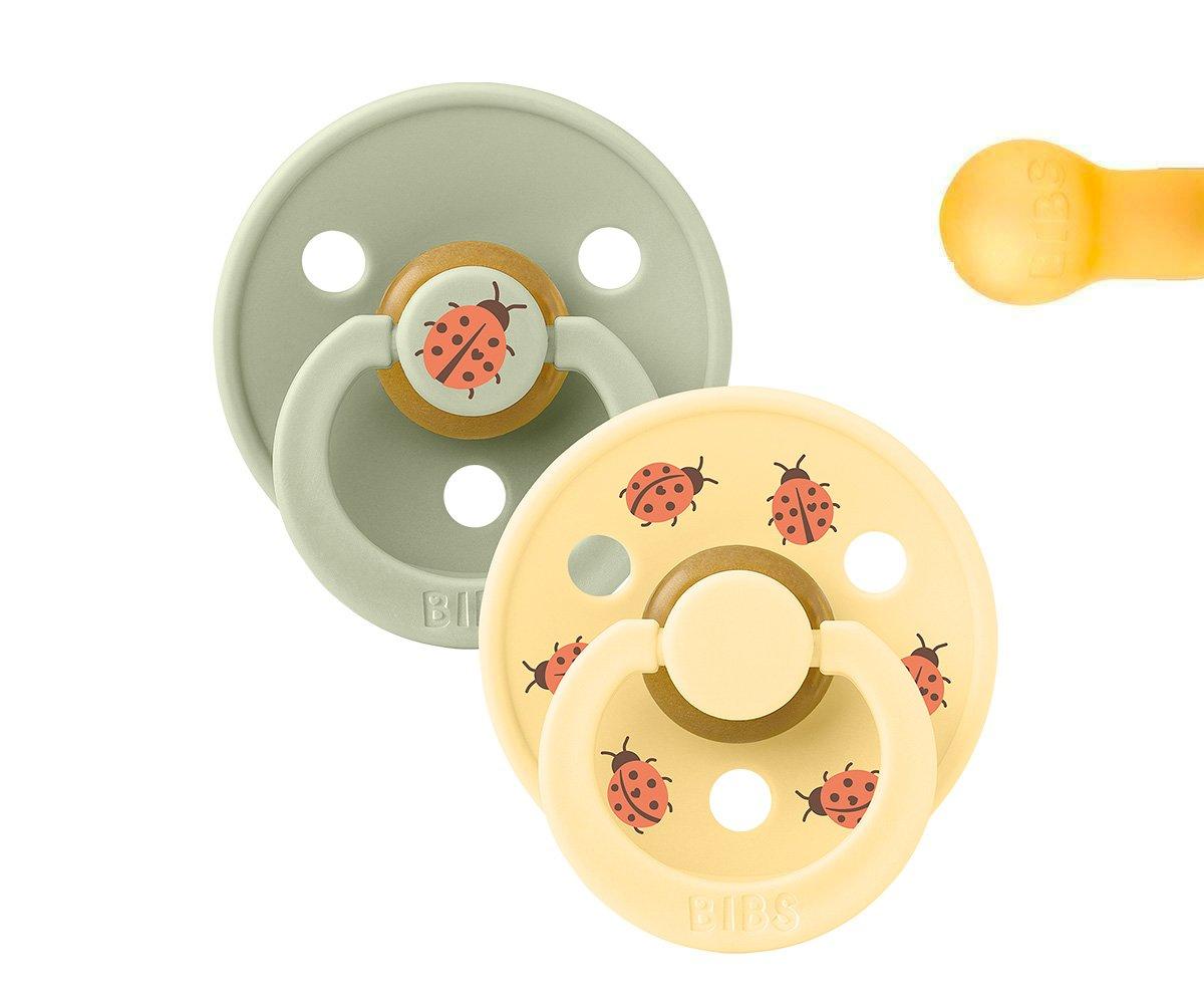 2 chupetas redondas BIBS Studio Colour ladybug sage mix
