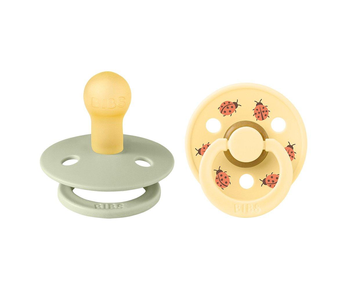 2 chupetas redondas BIBS Studio Colour ladybug sage mix
