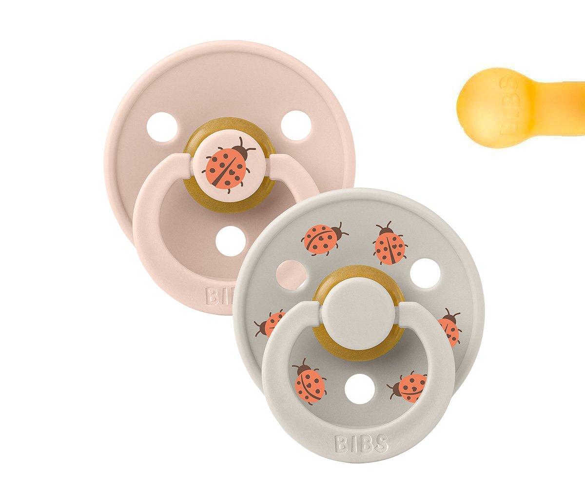2 chupetas redondas BIBS Studio Colour ladybug blush mix