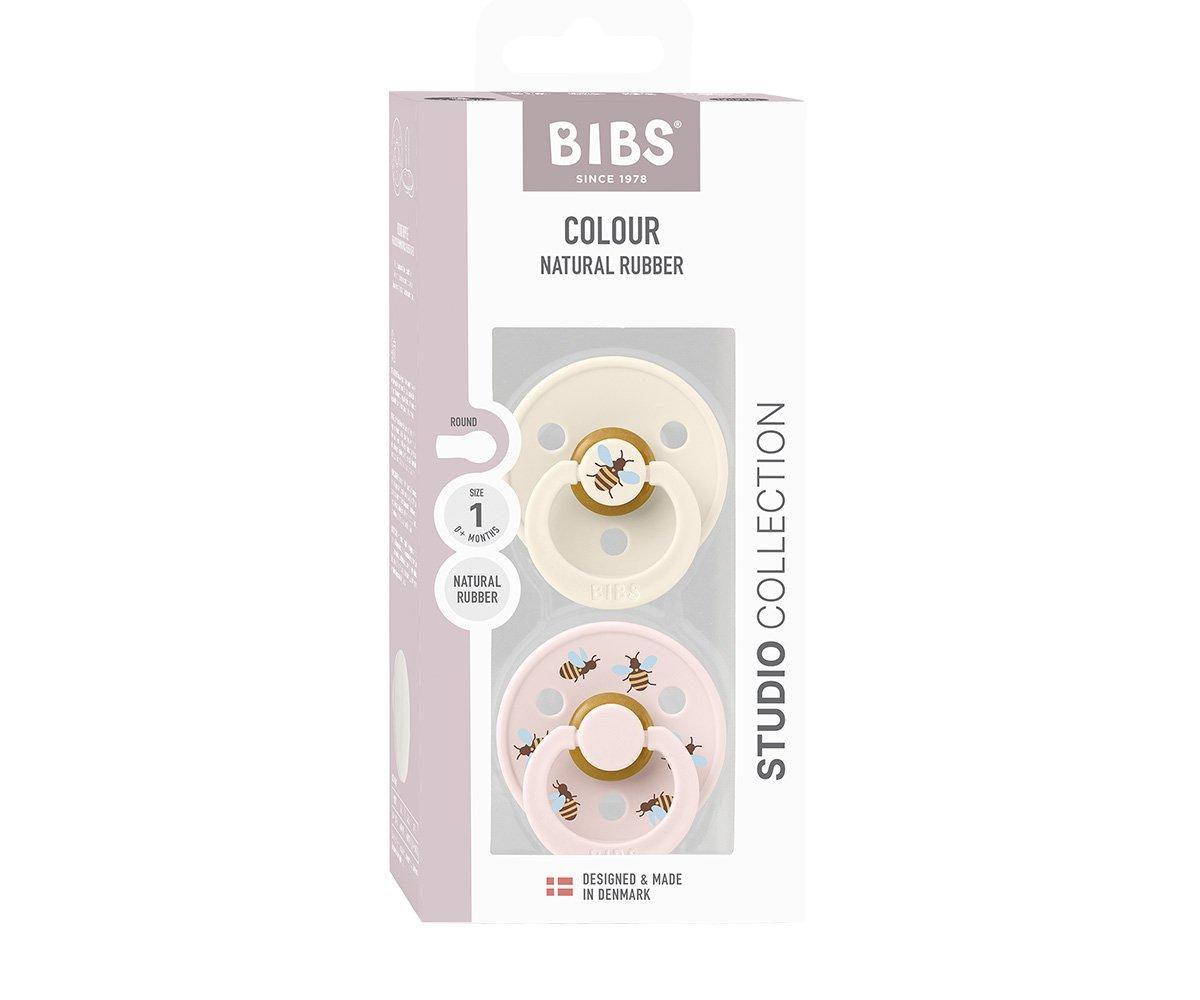 2 chupetas redondas BIBS Studio Colour bumblebee ivory mix