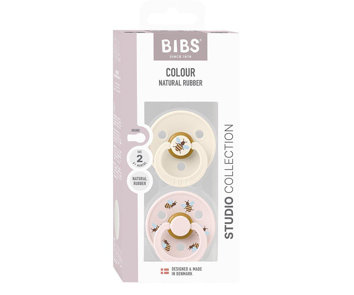 2 chupetas redondas BIBS Studio Colour bumblebee ivory mix