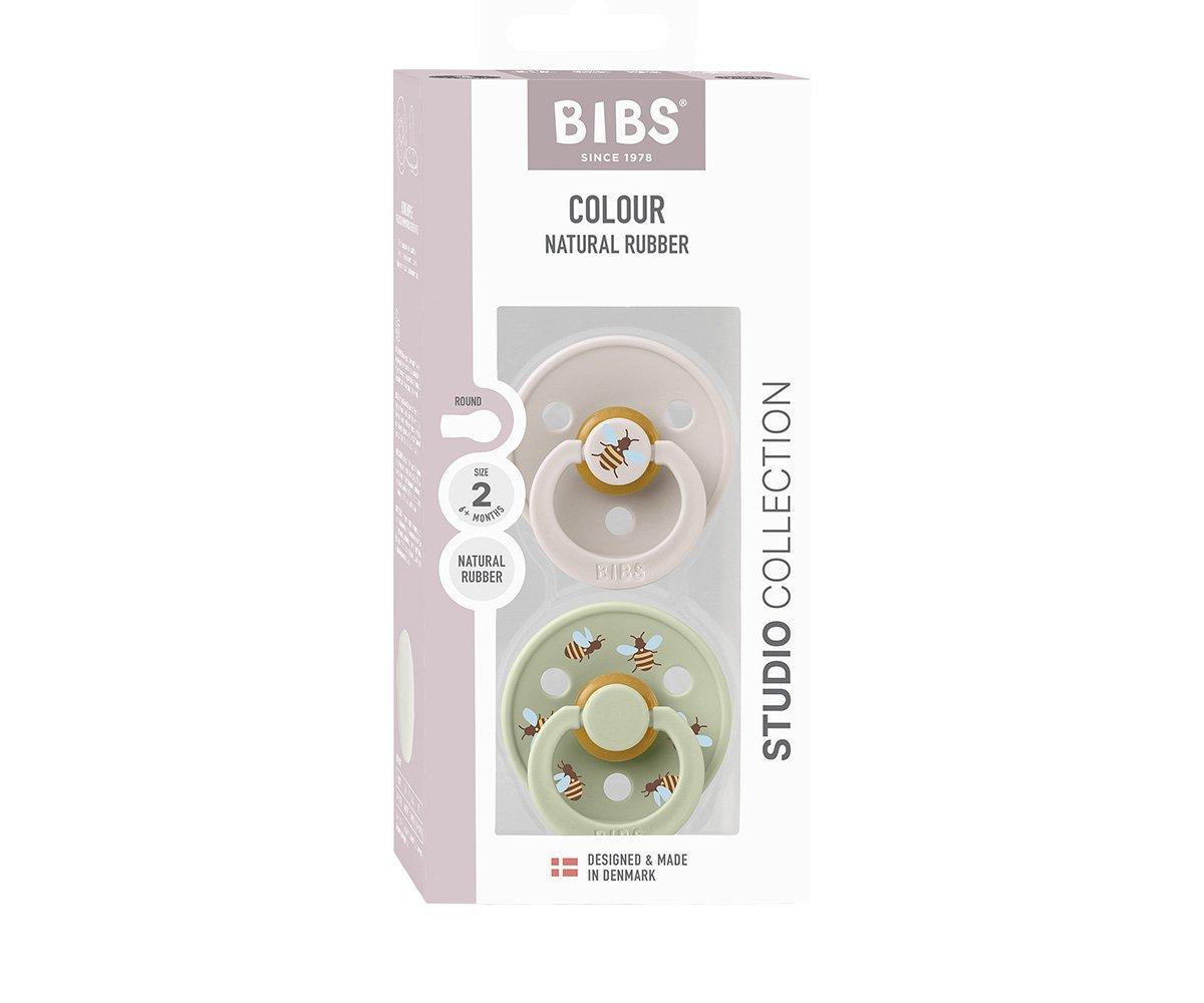 2 chupetas redondas BIBS Studio Colour bumblebee mushroom mix