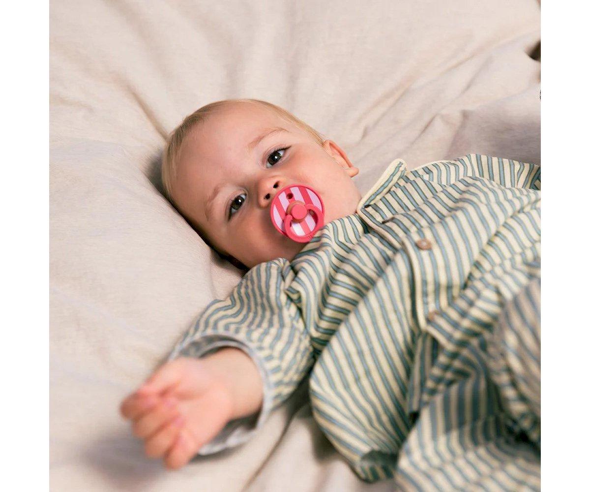 2 chupetas redondas BIBS Studio Colour block baby pink coral mix