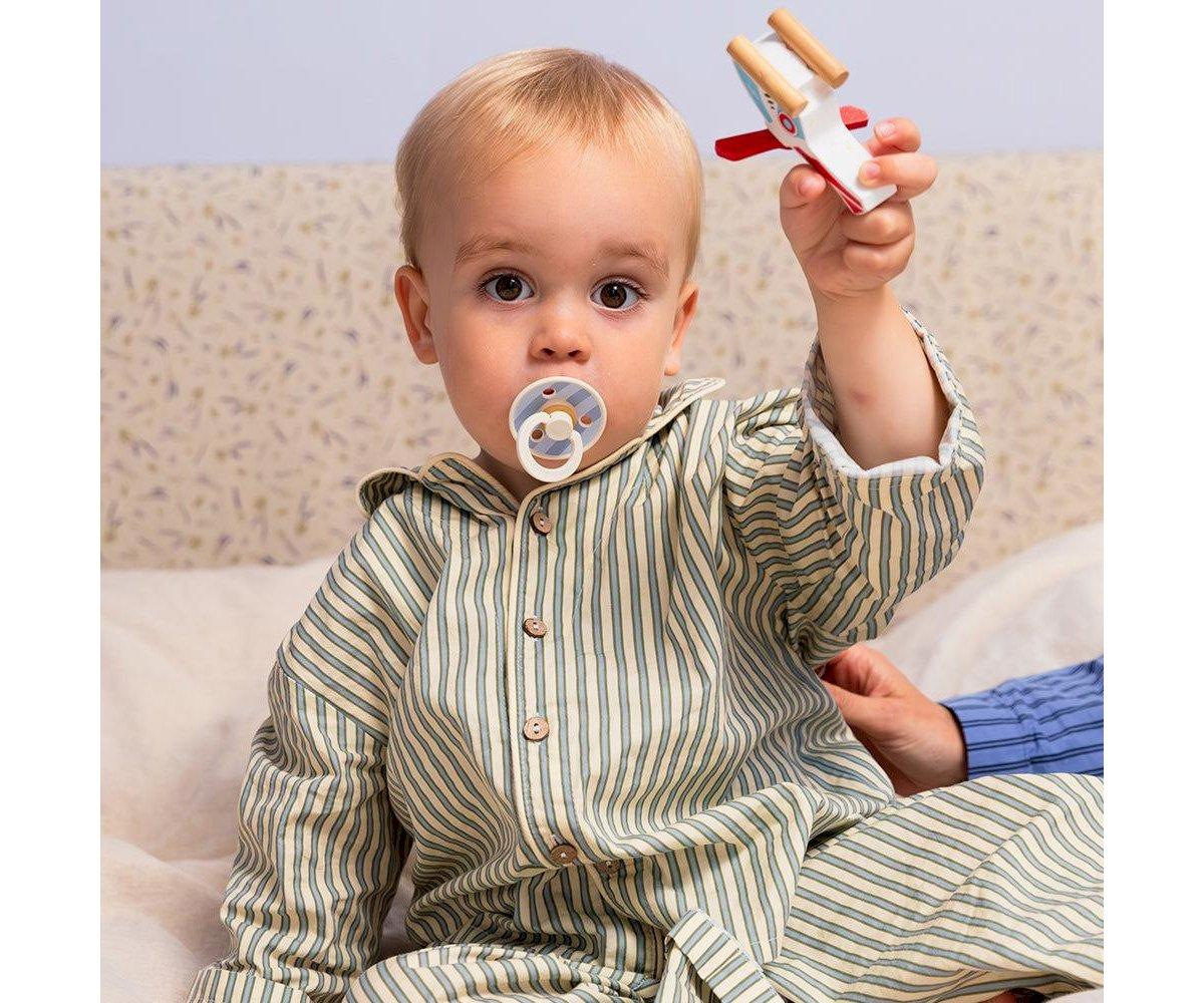 2 chupetas redondas BIBS Studio Colour block baby blue dusty blue mix