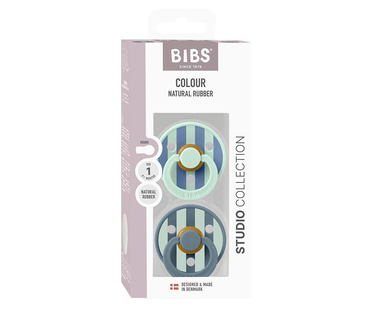 2 chupetas redondas BIBS Studio Colour block nordic mint petrol mix