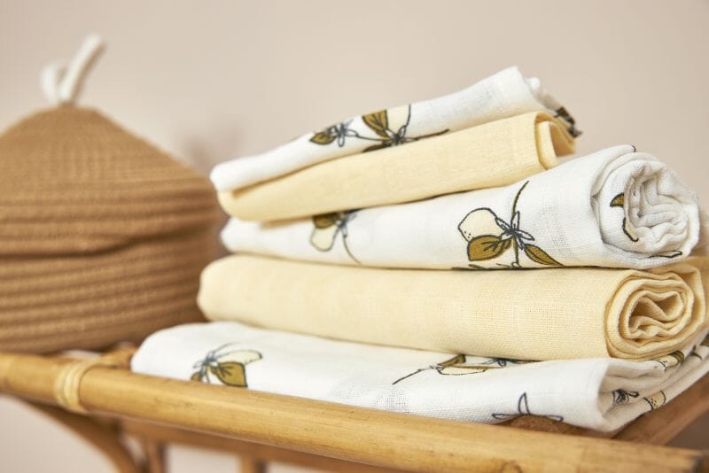 Conjunto 9 musselinas | luvas de banho limão Muslin Meyco