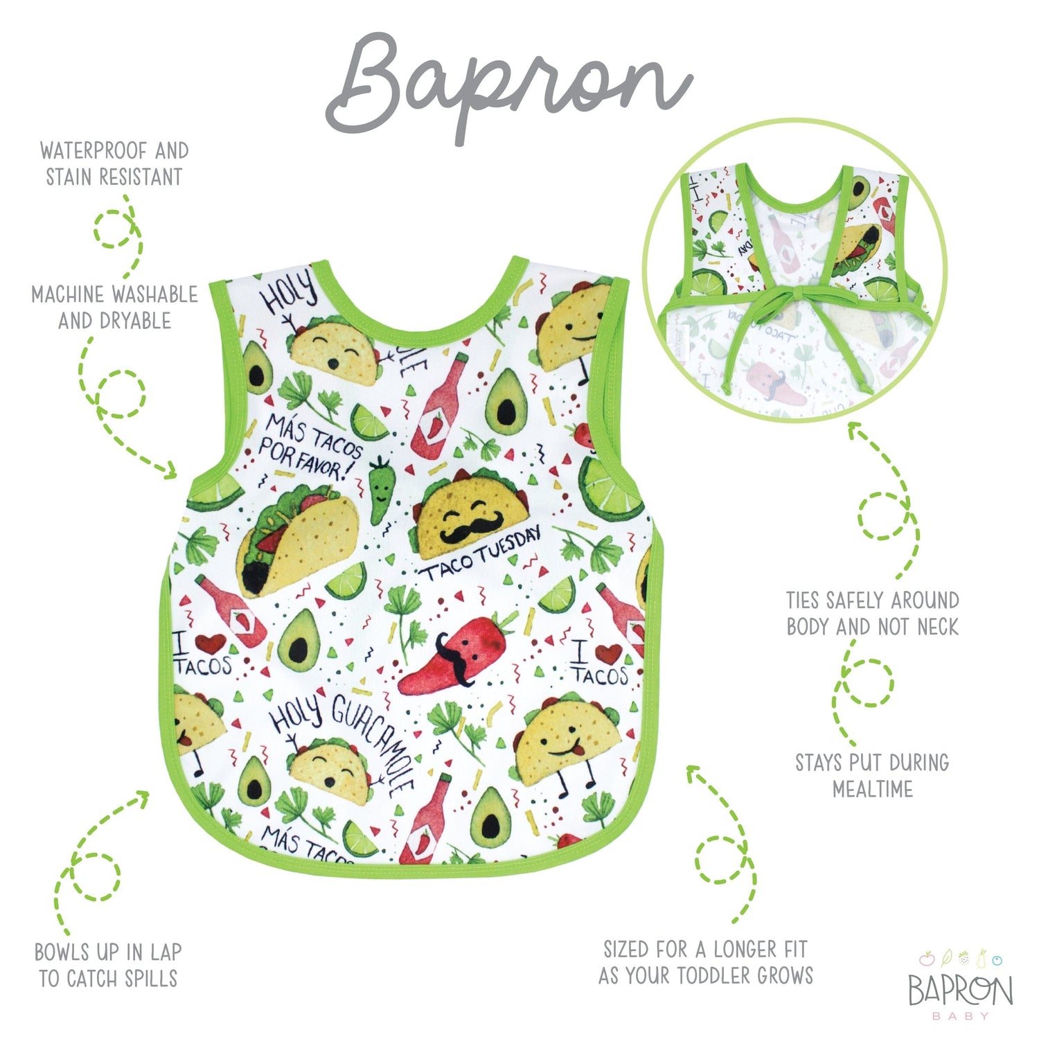 Babete impermeável Taco Party Bapron