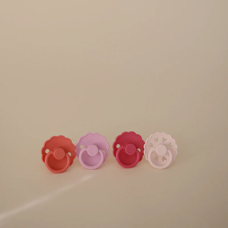 4 chupetas redondas silicone rosy romance