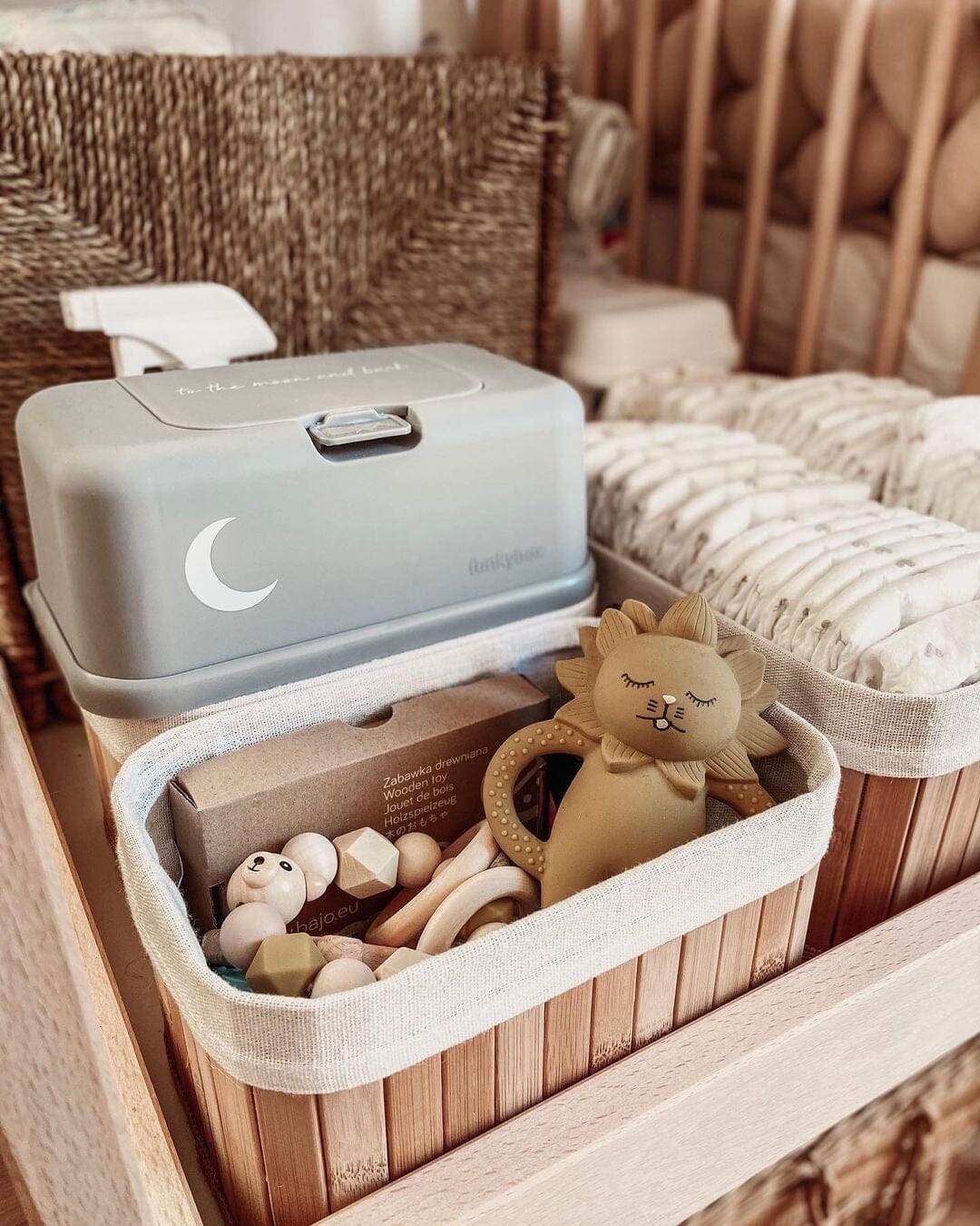 Caixa para toalhitas cinza Lua wipes cover FunkyBox