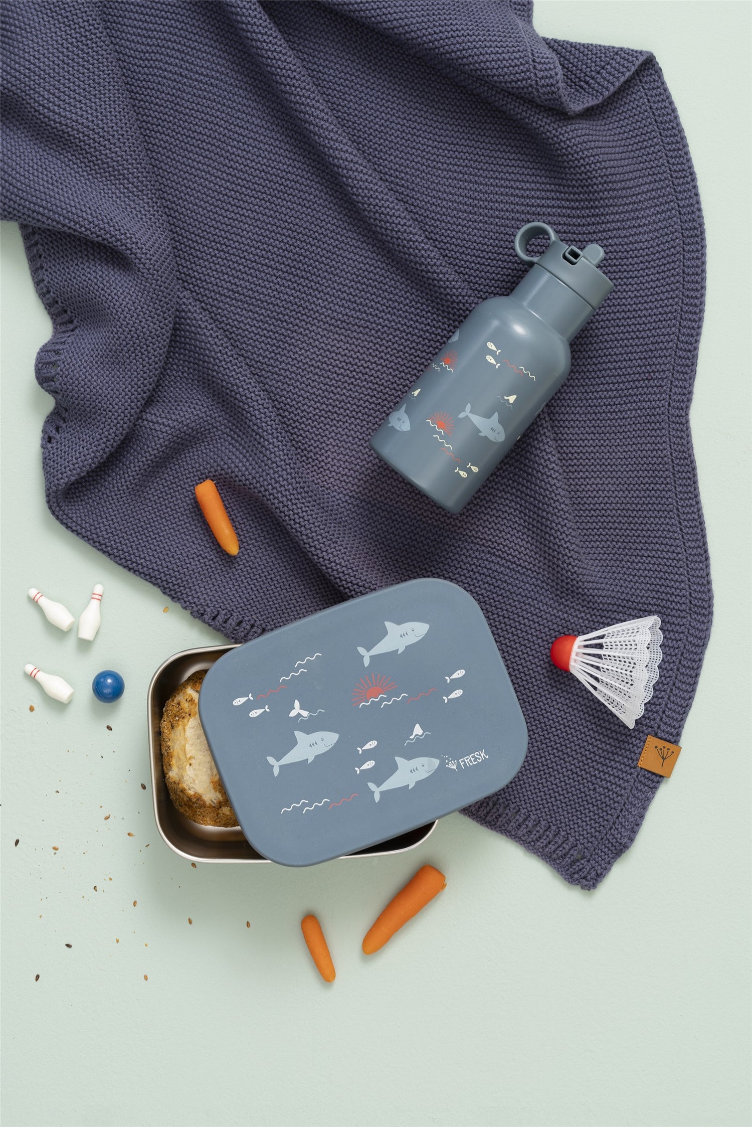 Garrafa térmica tubarão 350 ml + 2 tampas