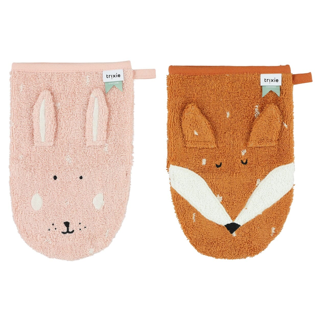2 luvas de banho Mrs Rabbit + Mr Fox Trixie Baby Bathing Trixie