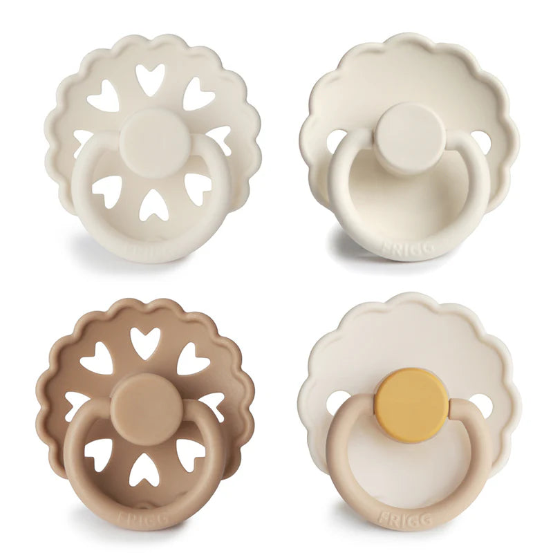 4 chupetas redondas silicone snowflake dream