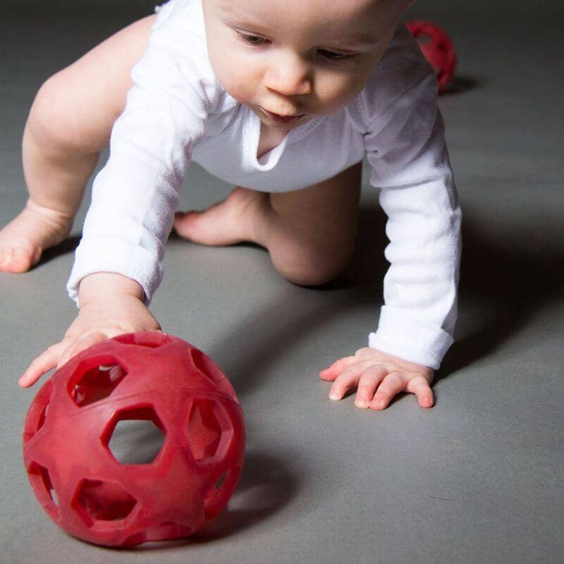 Mordedor brinquedo sensorial bola de estrelas raspberry teether Hevea
