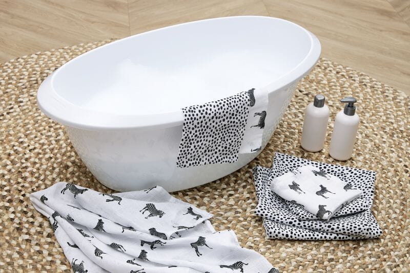 Conjunto 9 musselinas | luvas de banho zebra Muslin Meyco