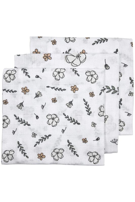 3 musselinas floral algodão biológico 70 x 70 cm Muslin Meyco