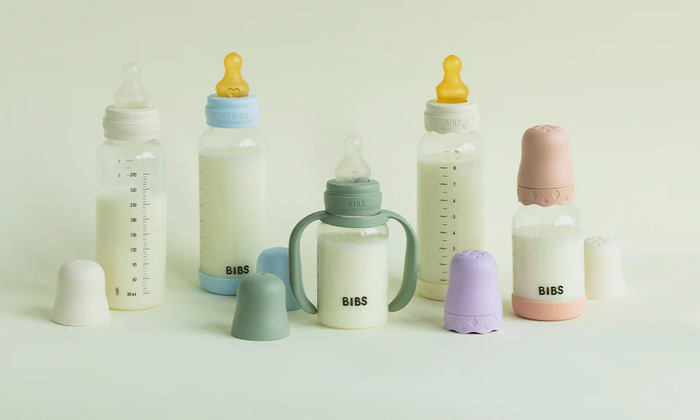 Biberão de vidro 120 ml + conjunto blush Boheme BIBS