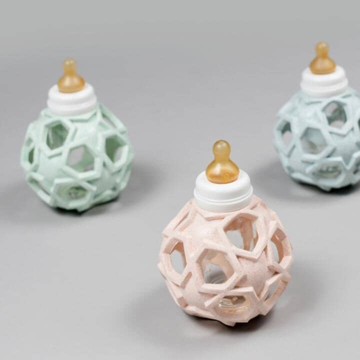 2 em 1 Biberão de vidro + bola de estrelas peach Biberão Hevea