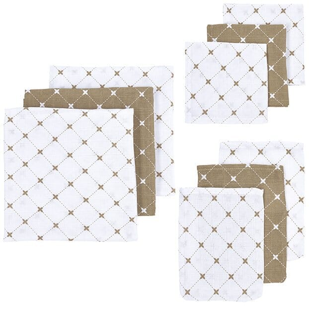 Conjunto 9 musselinas | luvas de banho Louis taupe Muslin Meyco