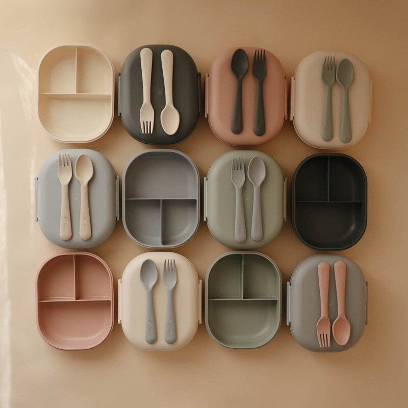 Lancheira com talheres ivory meal mushie