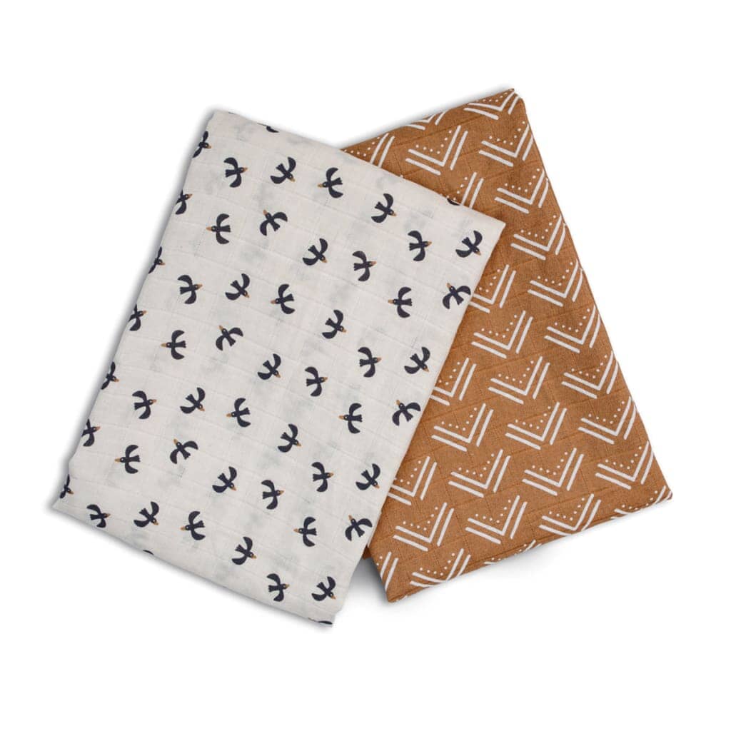 2 musselinas mudcloth & blackbirds 100 cm Lulujo