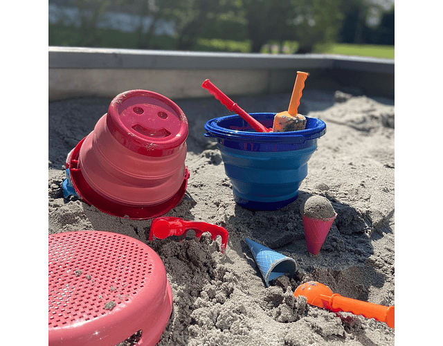 Conjunto COMPACTO brinquedos praia 7 em 1 azul