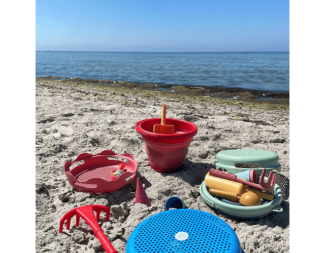 Conjunto COMPACTO brinquedos praia 7 em 1 azul