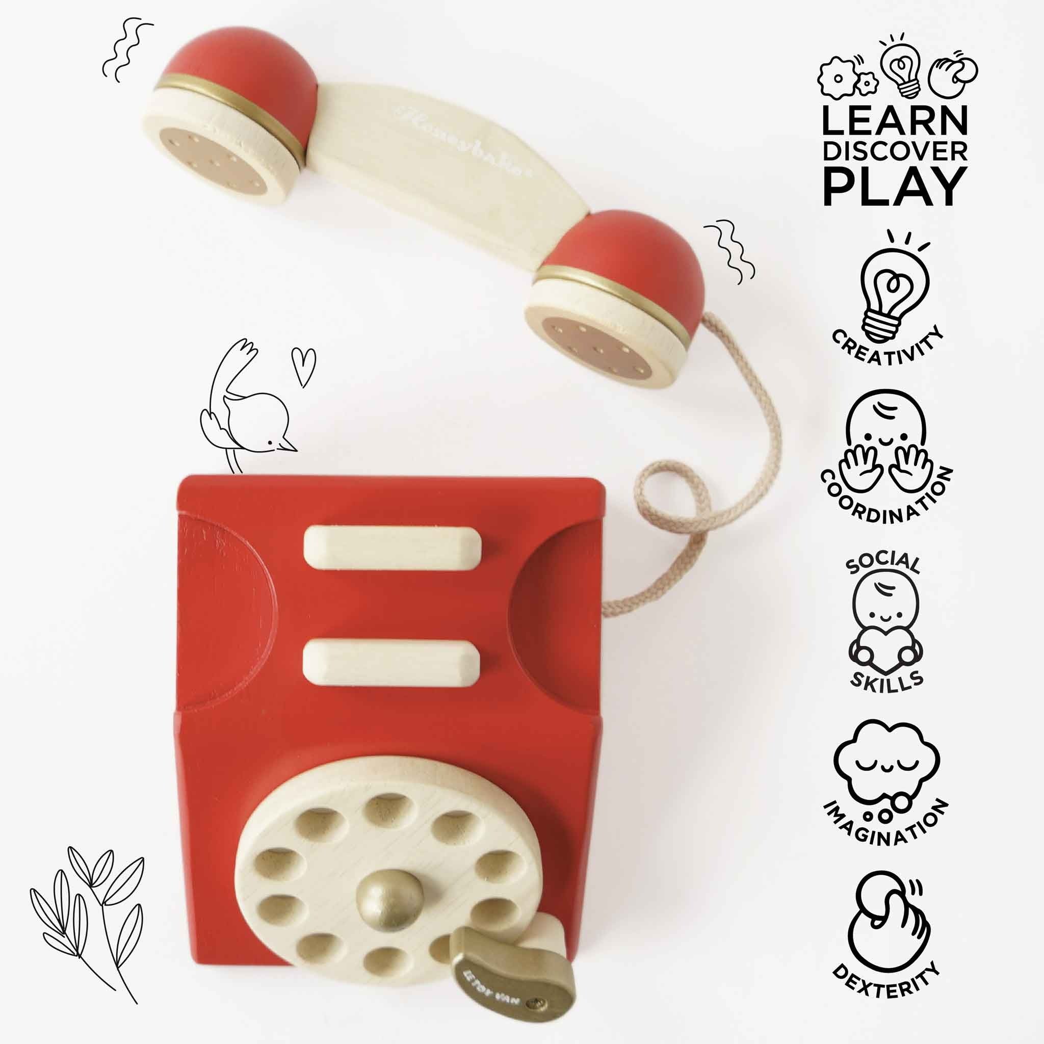 Telefone vintage de madeira
