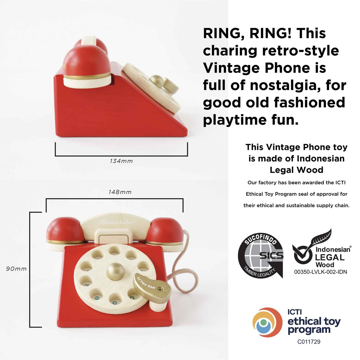 Telefone vintage de madeira