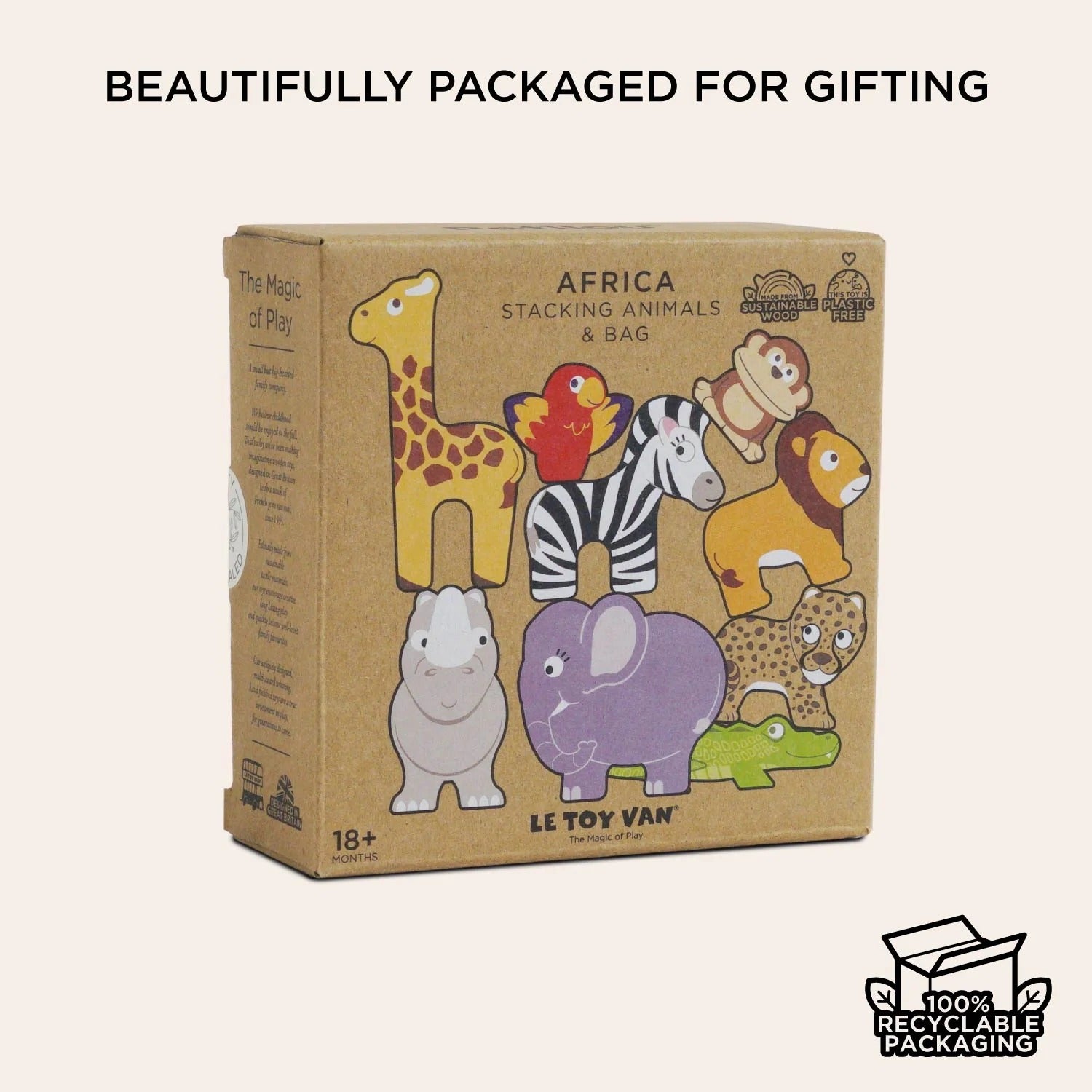 Jogo de empilhar - Animais de África + saco