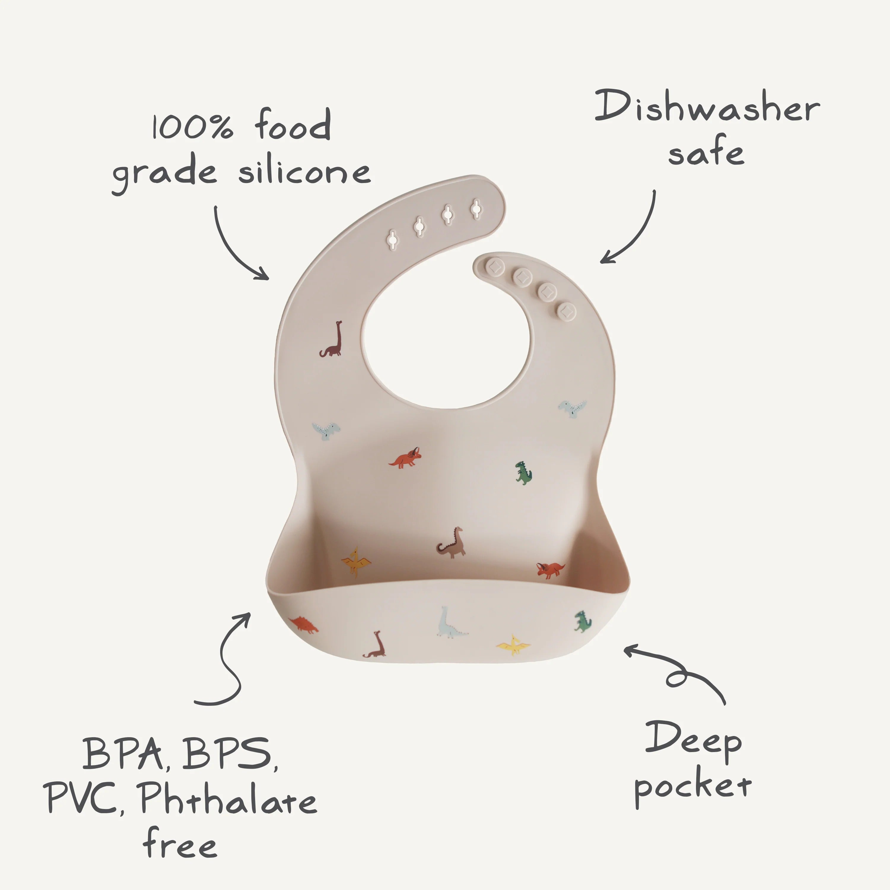 Babete de silicone dinossauros