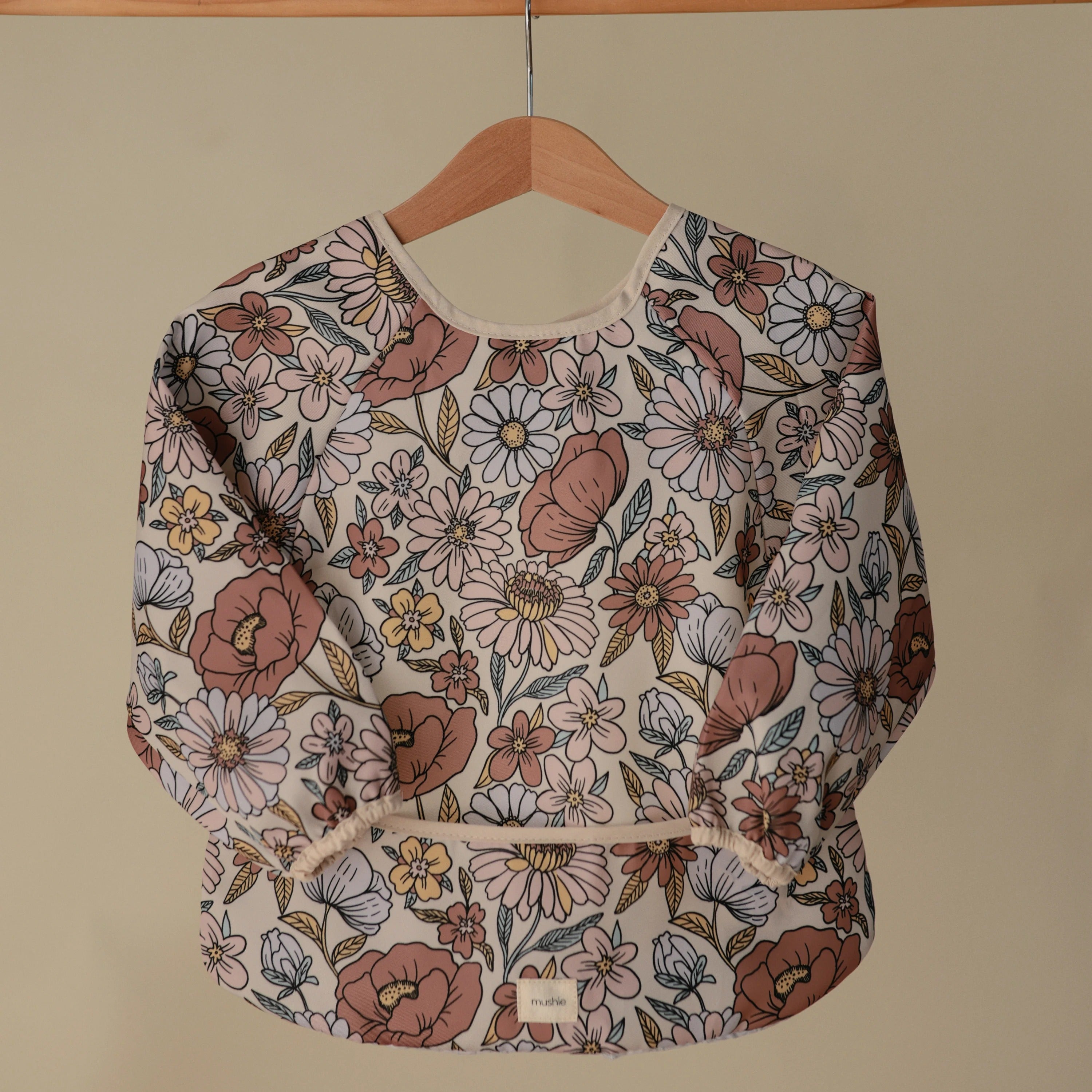 Babete impermeável com mangas retro flowers