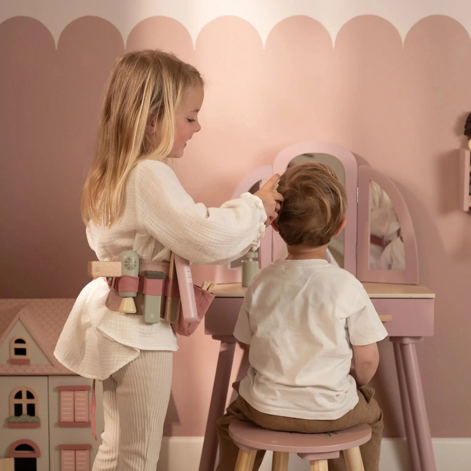 Conjunto de cabeleireiro rosa